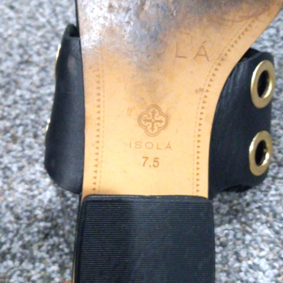 Ladies Black Leather Sandals with Gold Accents - Picture 5 of 5